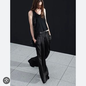 Alexander Wang black navy silk sleeveless blouse top tank S/M